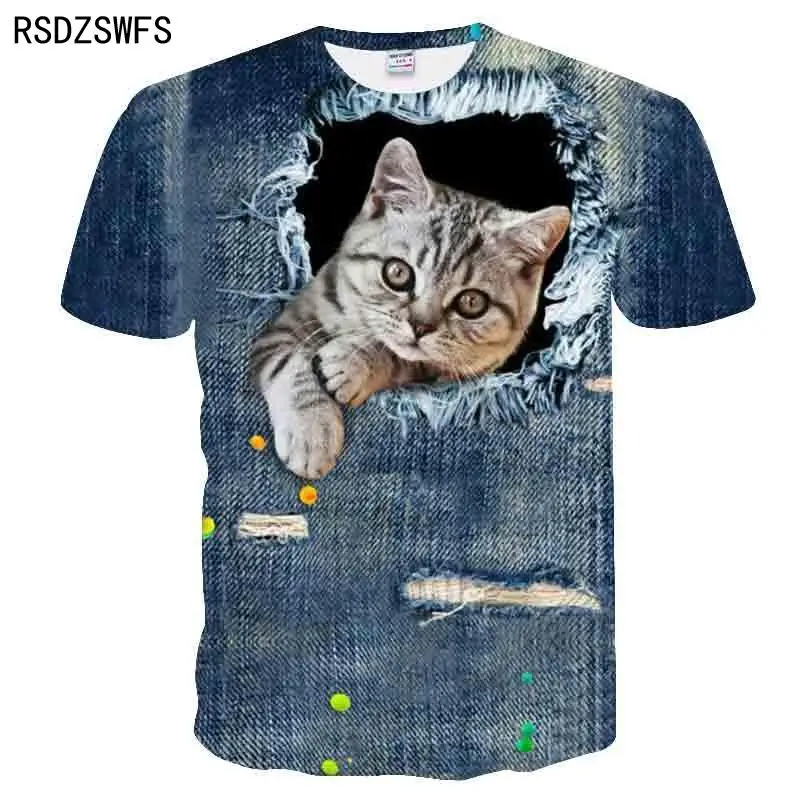 New For 2021 Cool Oversized T-shirt For Men And Women Two Cats Cartoon Cat Print 3D T shirt Summer Short Sleeve T Shirts 100-5XL