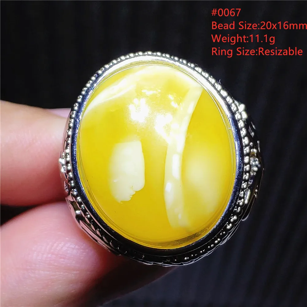 Natural Yellow Amber Gemstone Adjustable Ring 925 Sterling Silver 22x17mm Women Big Ring Oval Bead Healing Stone AAAAA