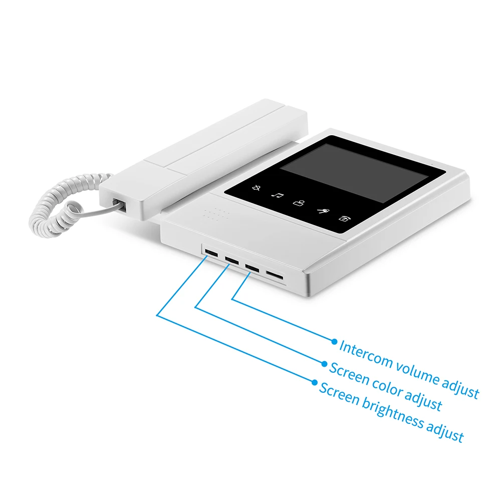 4.3 inch Wired Video Door Phone System video Intercom Doorbell with 1PCS 700TVL Camera 2PCS Touch Monitors for Home Surveillance