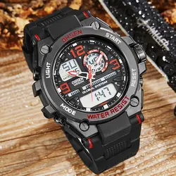 OHSEN Fashion Outdoor Sport Watch Men Multifunction 5 Bar Waterproof Black Military Digital Wristwatches Clock Relogio Masculino