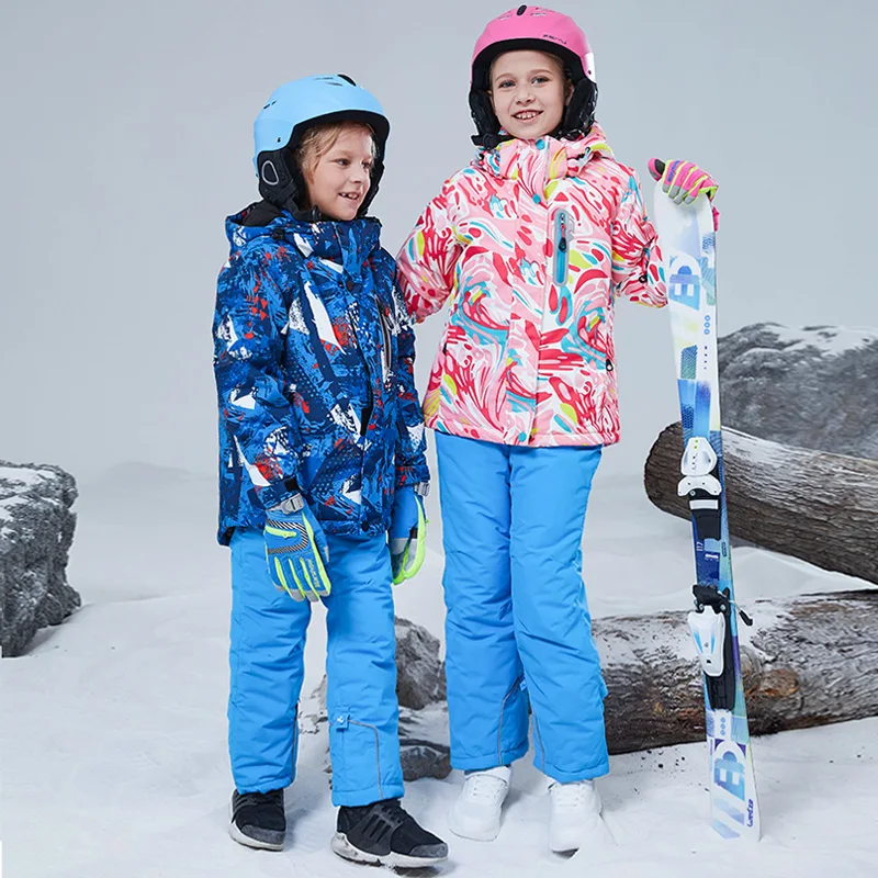 -Jaqueta de esqui de 30 graus para meninas do menino snowsuit inverno conjunto de esqui das crianças snowboard vestir à prova dteen água traje