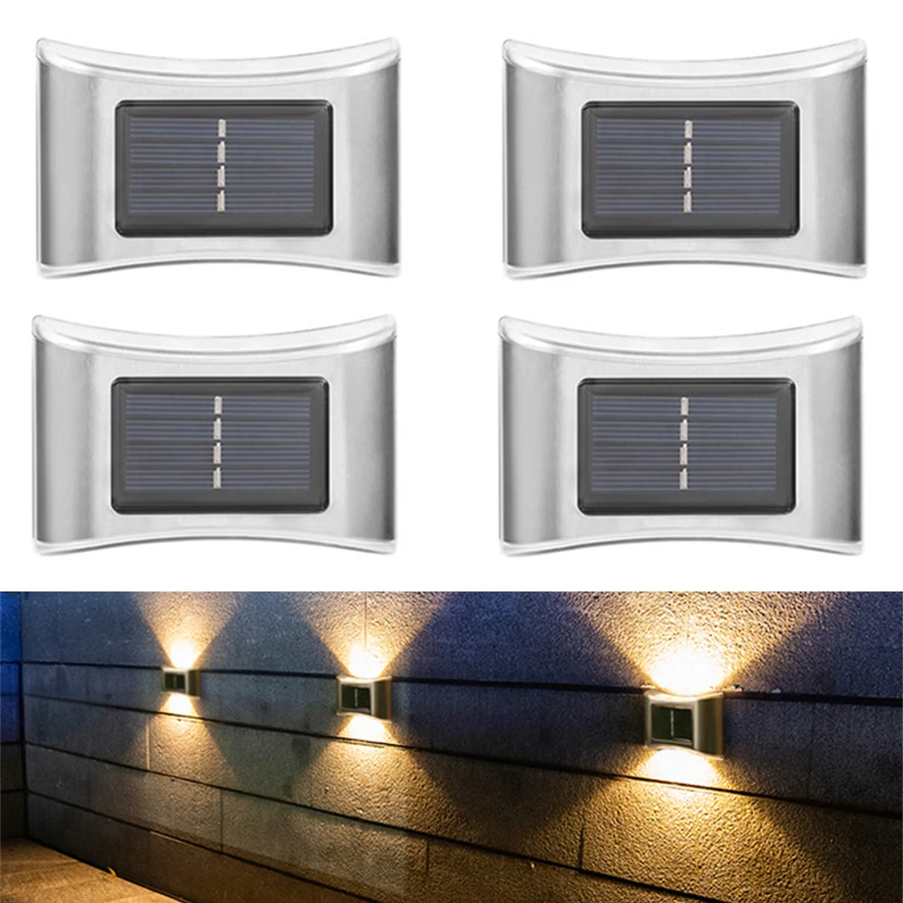 

4/2/1Pcs LED Solar Lamp Outdoor IP65 Waterproof Wall Light Up and Down Luminous Lighting for Garden Courtyard Stairs Fence Decor