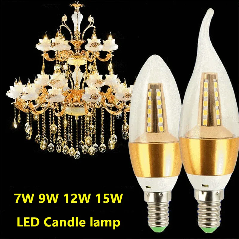 

E27 E14 LED Candle Light Bulb 5W 7W 9W 12W 110V 220V Frosted Flame Lamp C35 vintage Edison home chandelier bulb warm white