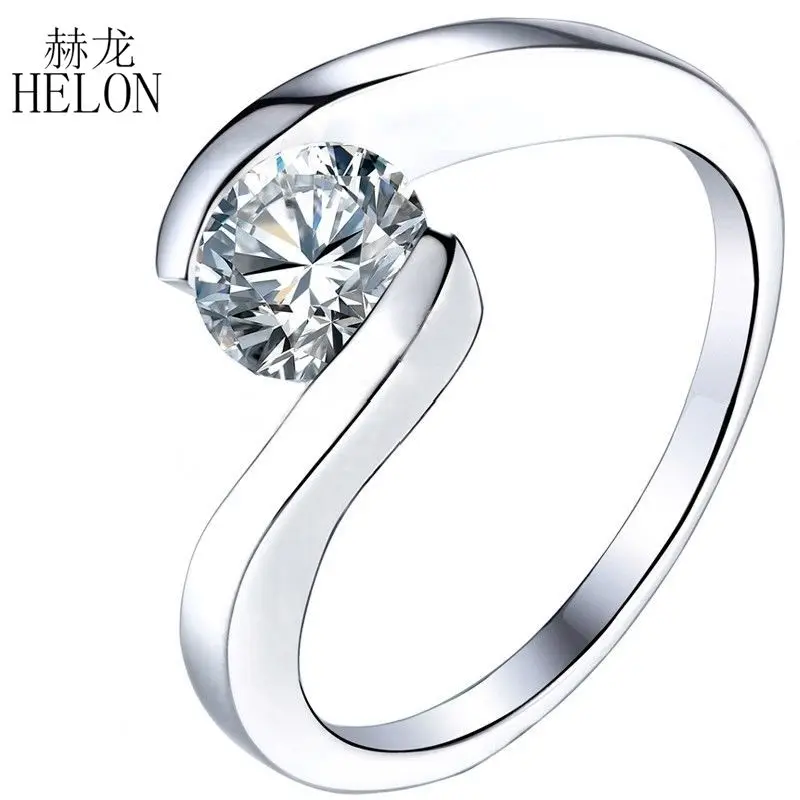 

HELON VVS/DEF 6mm Round Moissanite Ring Solid 18k White Gold Lab Grown Diamond Moissanite Engagement Ring Design Style High