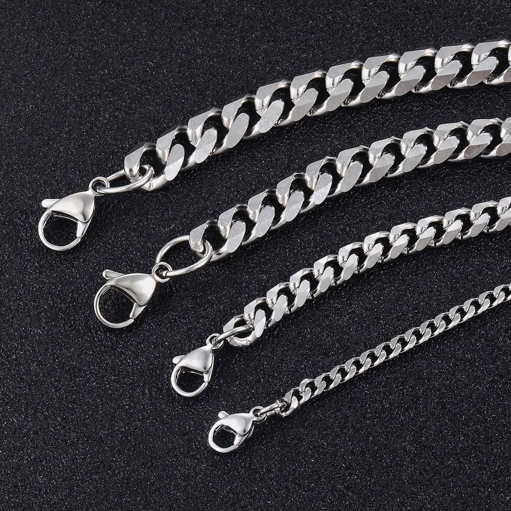 Curb Cuban Chain Stainless Steel Necklaces for Men Fashion Jewelry 3.5mm/5mm/6mm/7mm/9mm