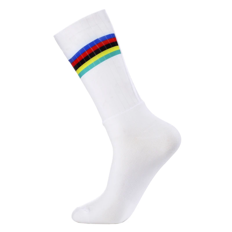 Anti Slip Seamless Silicone Pro Team Aero Socks Breathable Cycling Socks Outdoor Running Sport Champion Rainbow Bike socks