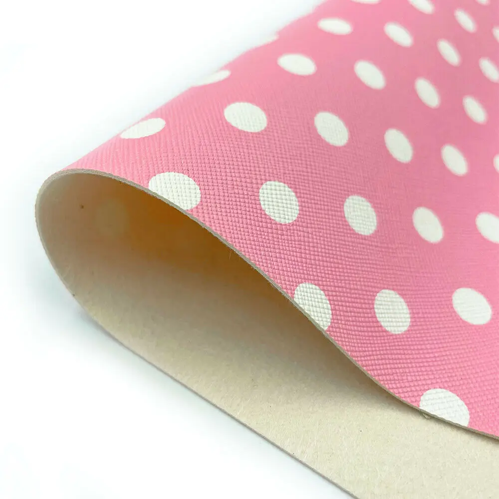 Dots Macaroon Color Printing PVC PU Leatherette Fabric Polka Dots Cartoon Leopard Print DIY Bow Toy Craft A4 A5 20X120CM