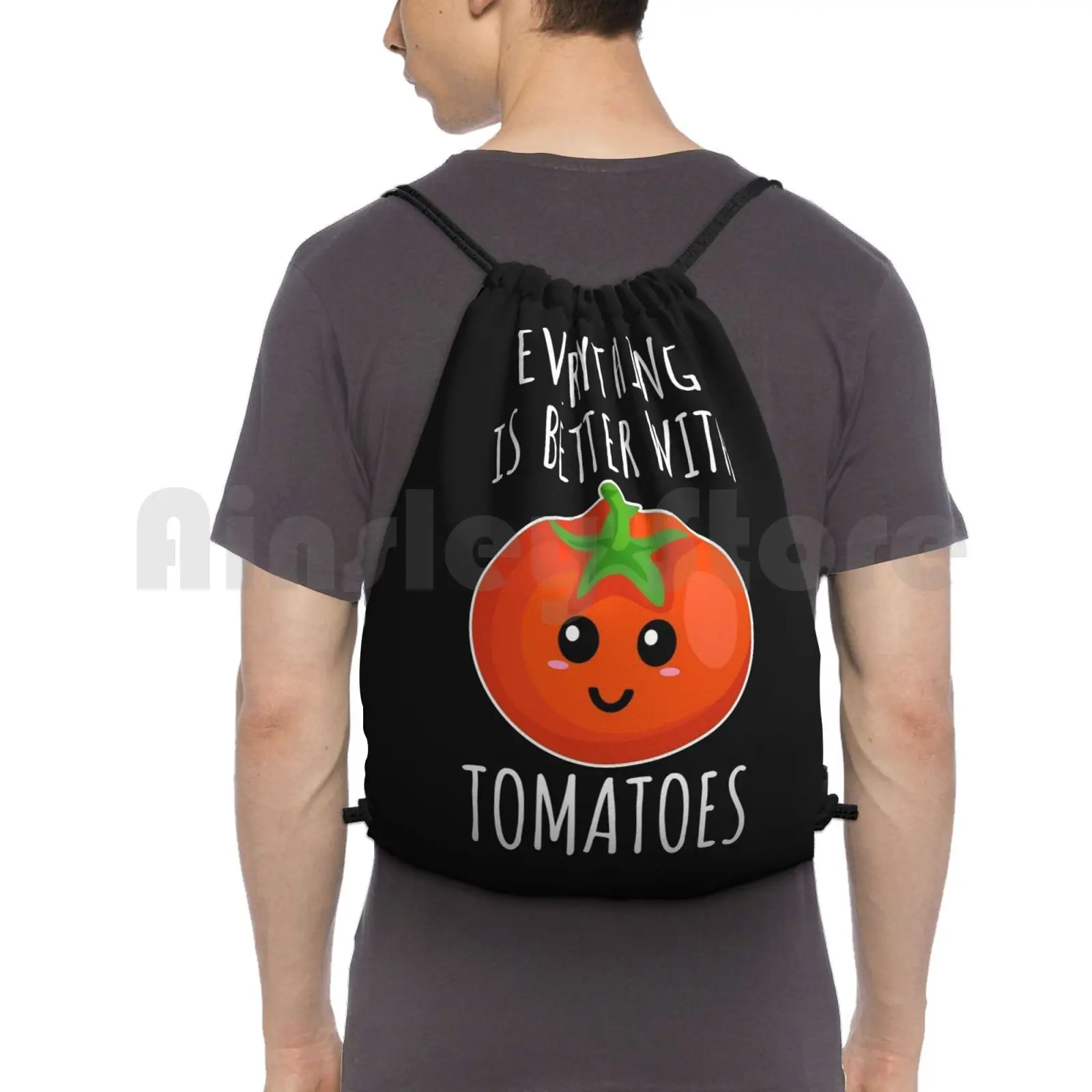 Everything Is Better With Tomatoes Backpack Drawstring Bag Riding Climbing Gym Bag Tomato Tomatoes I Love Tomatoes Tomato