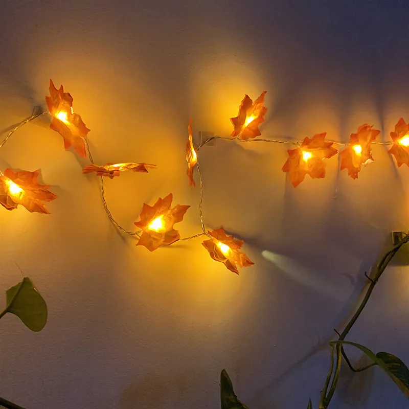 LED String Maple Leaves Fairy Garland String Lights Battery Operated Helloween Garden Home Christmas Tree Decoration Lighting