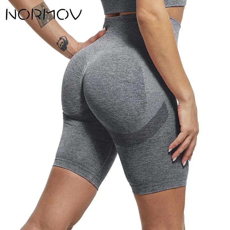 NORMOV Yoga Shorts Women Fitness High Waisted Sports Shorts Seamless Push Up Butt Gym Snorts Summer Workout  Gym Shorts