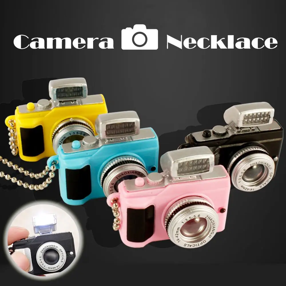 Punk Vintage Cool Necklace Mini Camera Fashion Electric Flash Long Chain Creative Pendant Necklace Fashion Jewelry