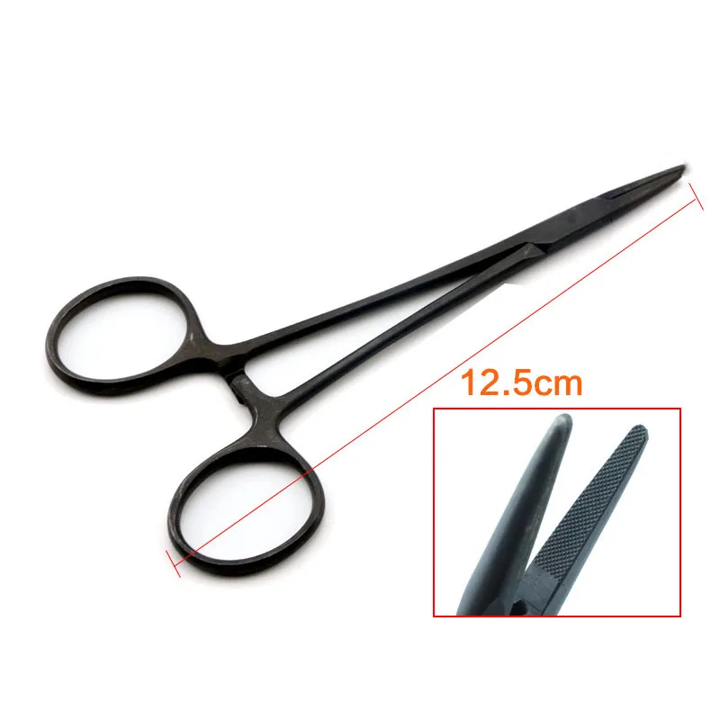 1PCS Stainless Steel Hemostatic Clamp Forceps Surgical Tool Straight & Elbow Tips Needle Holder for Medical Procedures