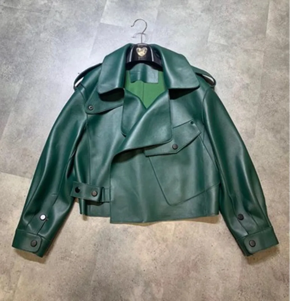 ISJING ERA  New Leather Jacket Women Sheepskin Loose Jacket