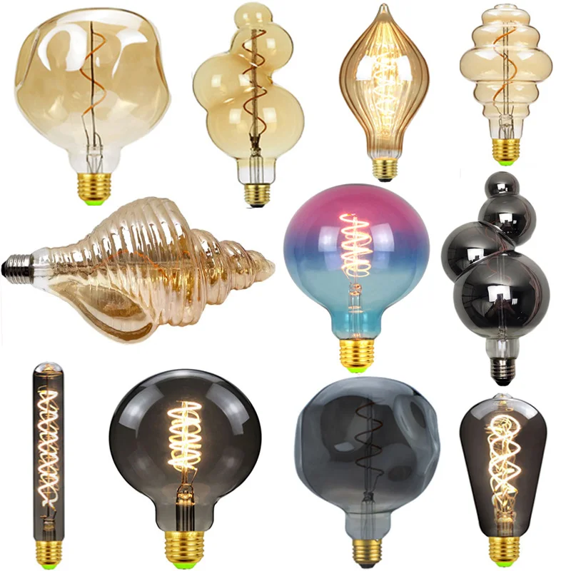 Led BulbRetro Bulb G125 Stone Big Earth Bulb 4W Smoky Gray 220V 110V Led Filament Decoration Edison Bulb