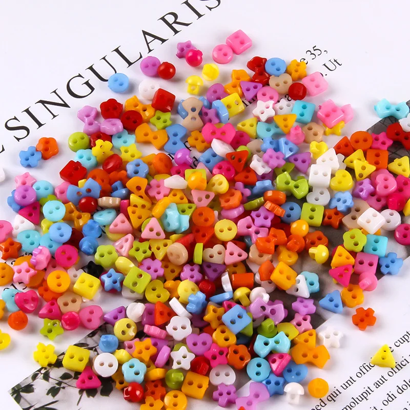 6mm 50pcs Mixed Resin Mini Buttons Colorful Sewing Round Decor Card Making DIY Lovely Home Decor Tools