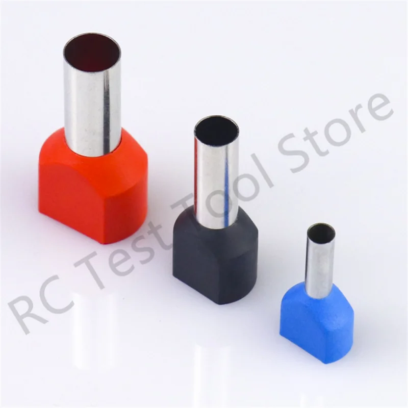 100PCS TE4009 Double Pipe 0.5~6.0² Cold Pressed End Double Wire Tube Shaped Insulated Tubular Terminal