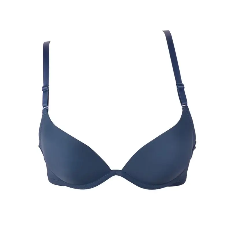 

Japanese-Style Simple Plain Girl Push Up Bra Summer Thin Cup Gathered Bust Small Chest Sexy Bralette Underwear Female Deep U Bra