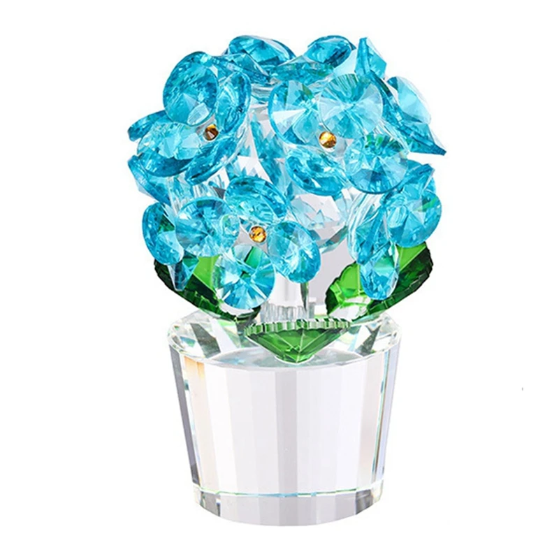 Crystal Flower Hydrangea Figurine Ornament Wedding Home Table Centerpieces Decor Souvenir Collectible Gift