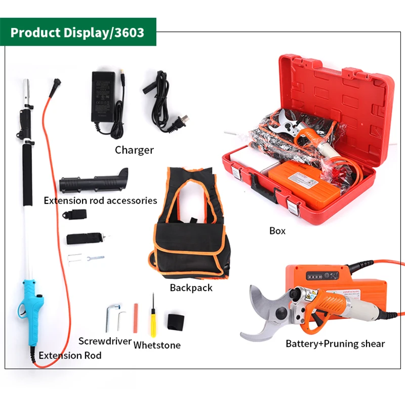 FUJIWARA электрические секаторные ножницы 36 В, литиевые филиалы, Ножницы 0-45 мм, высокая ветка, триммер для изгороди, Удлинительный стержень