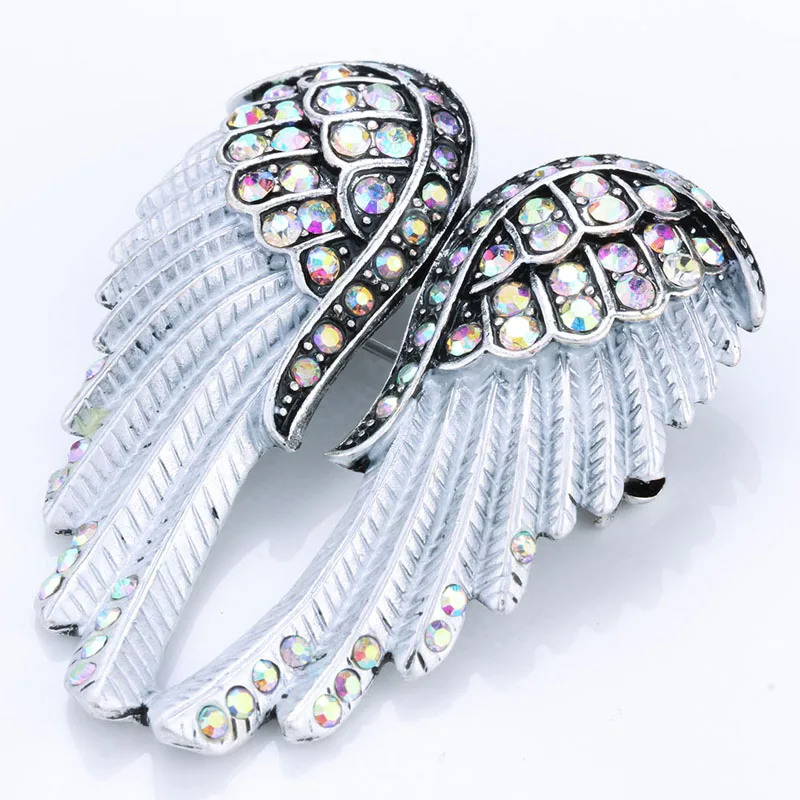 YACQ Angel Wings Brooch Pin Pendant Women Biker Jewelry Gifts for Mom Her Wife Girlfriend W Crystal Wholesale Dropshipping BD03