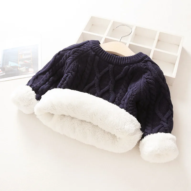 DIIMUU Winter Baby Girls Boys Sweaters Children Casual Warm Pullovers Kids Wool Knitting Tops Cotton Outerwear Coats