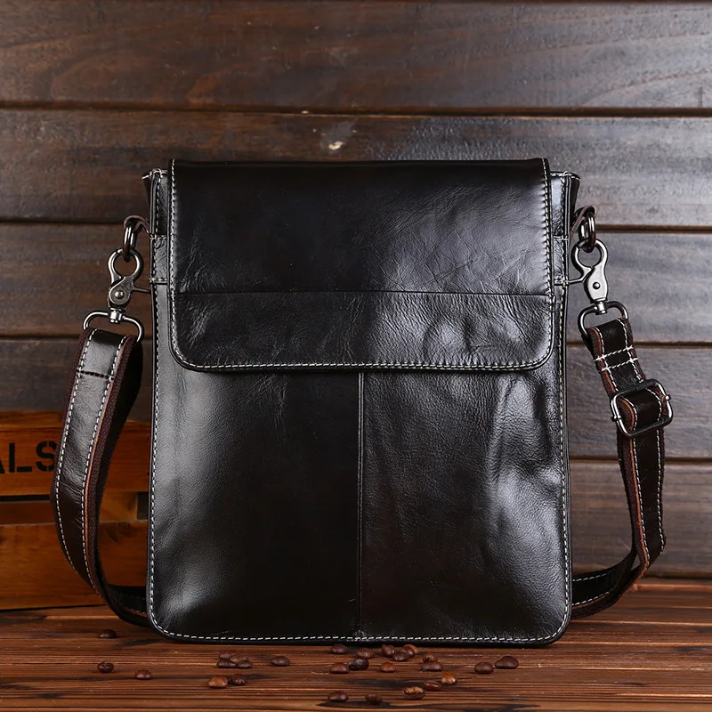 Casual Genuine Leather Men Handbag Design Shoulder Messenger Bag Cowhide Fashion Cross-body Bag Mochila Satchel Bag High Quality