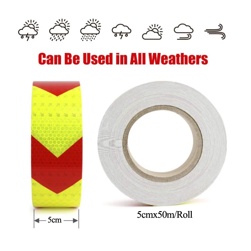 Waterproof Warning Tape Strip Stickers Warning Light Reflector Protective Sticker Reflective Film Car Safety Mark