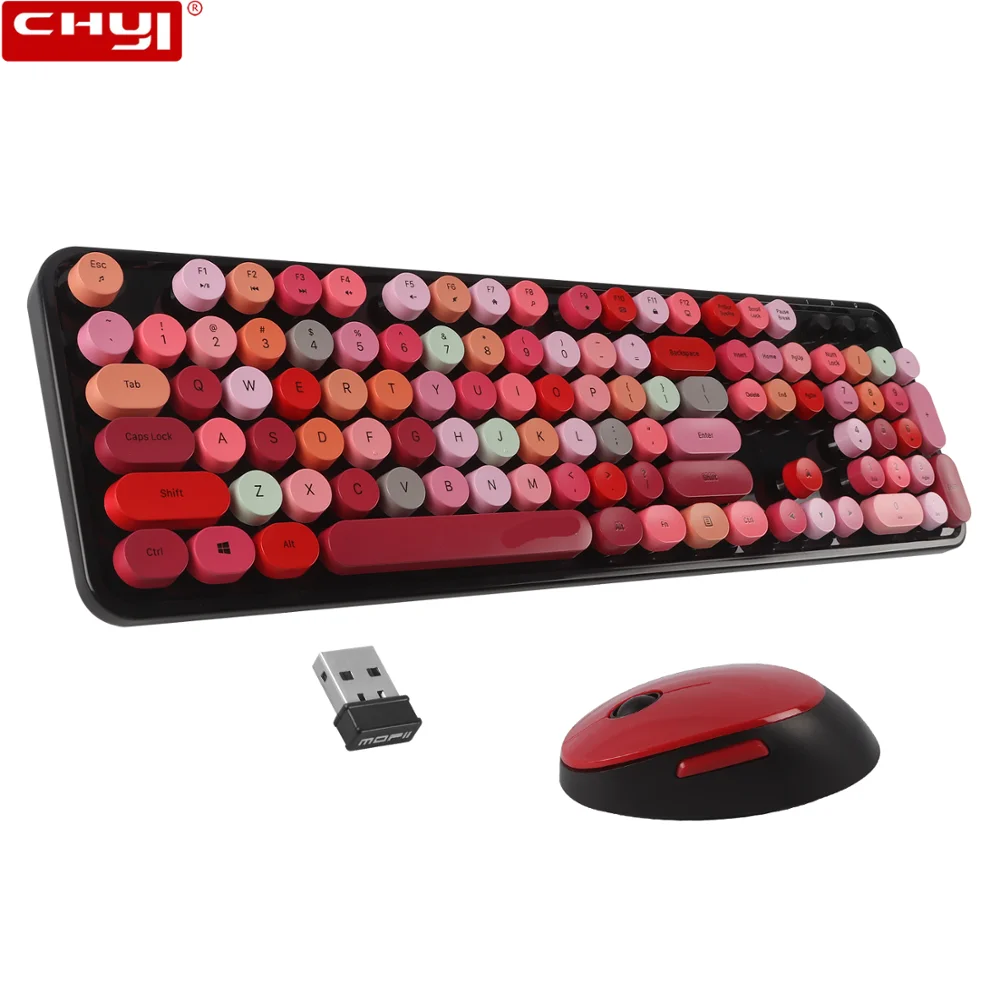 

CHUYI Wireless Keyboard Mouse Combos 2.4GHz USB Receiver 1600DPI Office Optical Mice Keypad Set for Punk Keyboard Mouse Office