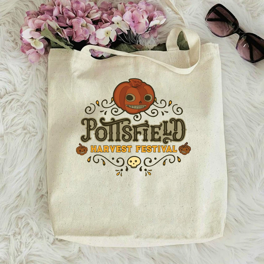 Pottsfield Harvest Festival New Luxury Handbags Shopping Printed Bag Fabric Reusable Vegetables Canvas Tote Bag Shopper Bag