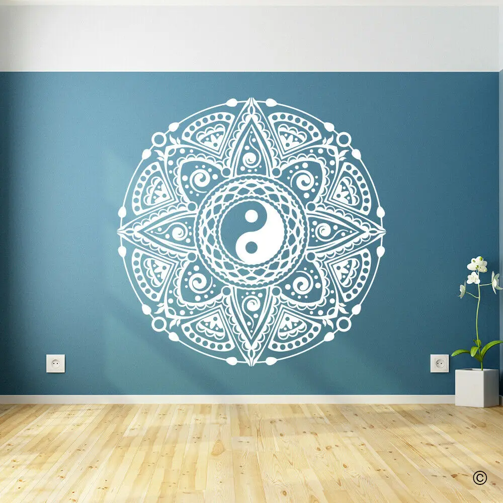 Yin Yang Mandala na ścianę naklejki Home Decor przedszkole dzieci pokój kreacje wzór winylowa naklejka na ścianę rodzina salon ozdoby do pokoju Z602