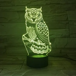 Owl Lamp 3D Night Light Led Colorful Nightlight Touch Remote Bedside Moon Lamp Bedroom Decoration Holiday Gifts for Kids Baby