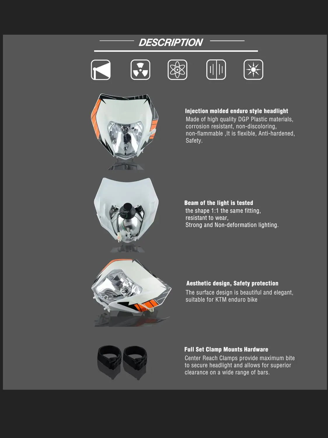 AliExpress MCHMFG Headlight Headlamp With Sticker For KTM SX F EXC XCF SMR 2014 2015 2016 Motorcycle Dirt Bike MX Enduro Supermoto