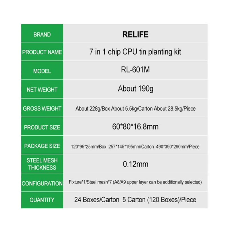 DIYFIX RL-601M 7 في 1 رقاقة وحدة المعالجة المركزية لتحديد المواقع القصدير زرع عدة آيفون 6-12 برو ماكس IC رقاقة زرع القصدير قالب تركيبات