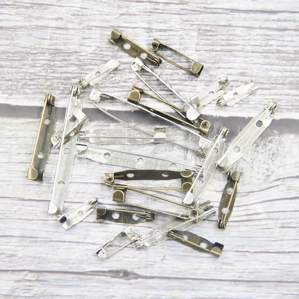 

200PCS Mixed Safety Pins Brooches Holes Metal Trendy Silver Bronze Color For Jewelry Craft Sewing DIY Apparel Accessories