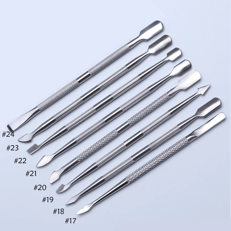 1pcs Pro Double End Nail Cuticle Pusher Steel Gel Polish Remover Dead Skin Cleaner Nail Pedicure Accessories Salon Tools PPA17