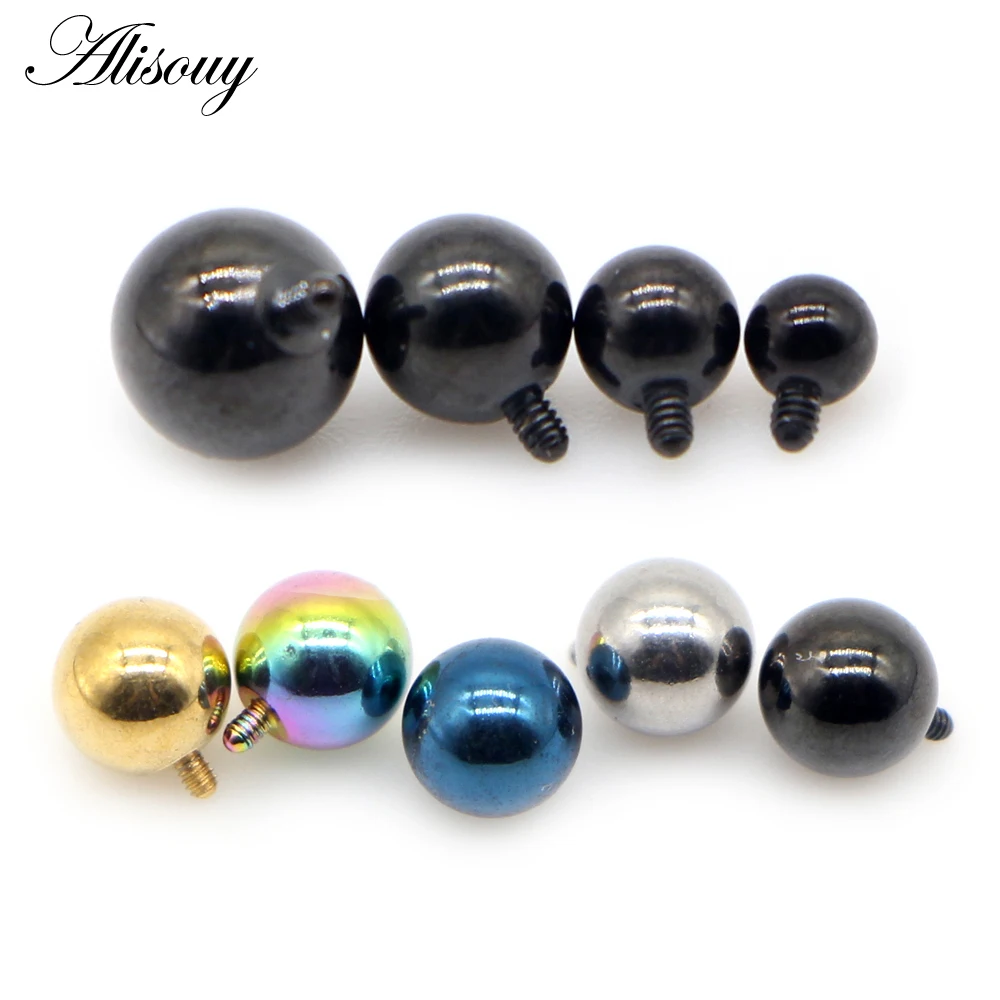 Alisouy 2PCS 3/4/5/6mm 16G Stainless Steel Ball Skin Diver Dermal Anchor Top Micro Dermal Jewelry Surface Piercing Body Jewelry