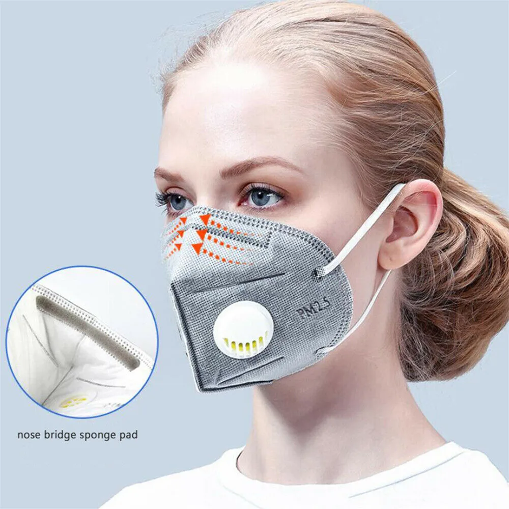 10-50pcs Gray Anti Dust Mask PM2.5 Activated Carbon Filter Face Mouth Masks Reusable PPE Mouth Cover Anti Fog Haze Respirator