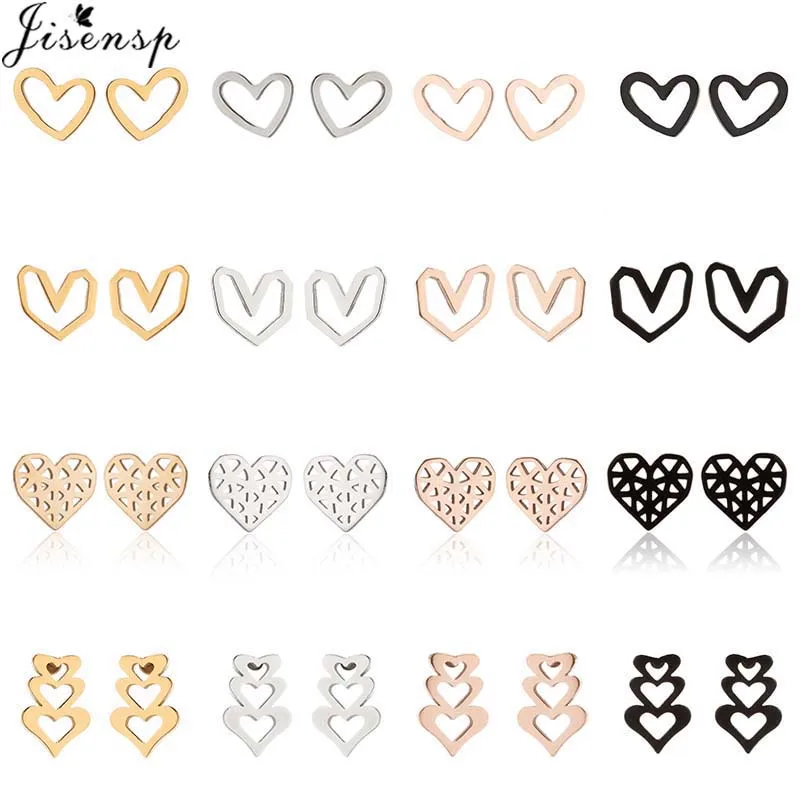 2026 Kleine Herz-Ohrstecker für Frauen Edelstahl Hohle Herzförmige Ohrringe Modeschmuck Mädchen Valentinstag Geschenke