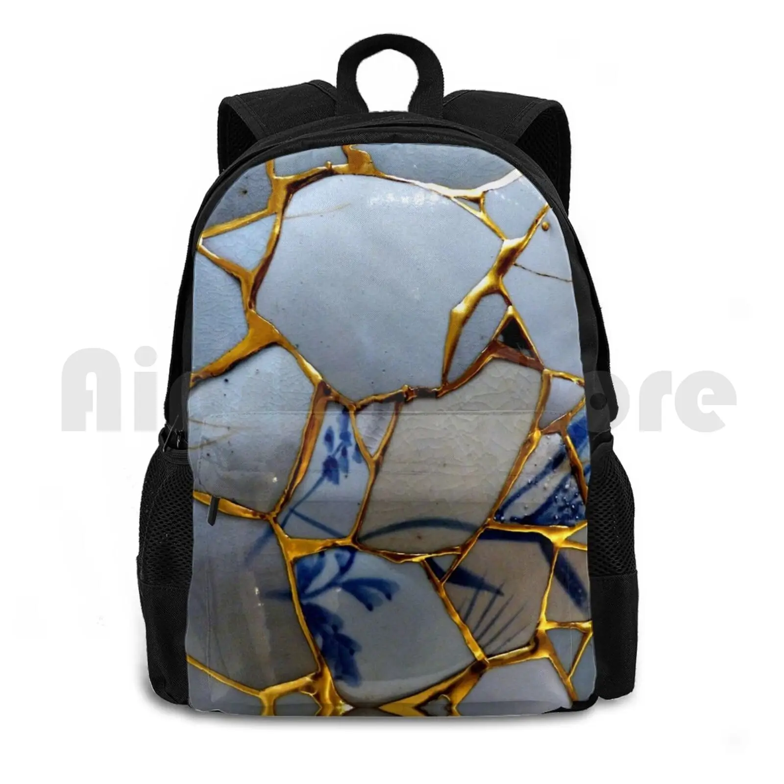 Kintsugi Outdoor Hiking Backpack Waterproof Camping Travel Kintsugi Japanese Ceramics Japan