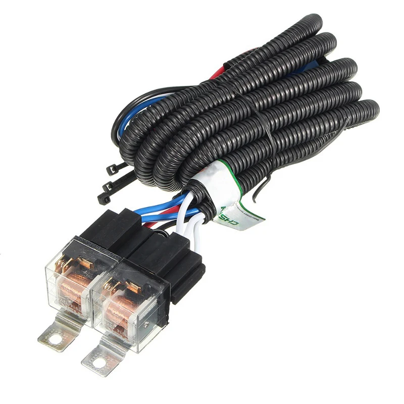 

H4 LED Headlight Wiring Harness Fused H4 Head Light Relay Harness Kit 80A Waterproof Universal Relay Wiring Harness for H4