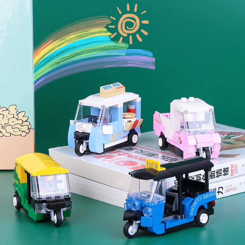 DECOOL Mini Pull Back Car City Police Taxi Bus Cooper Truck London Bus Vehicle Bricks Building Blocks Toys For Children Boy Gift