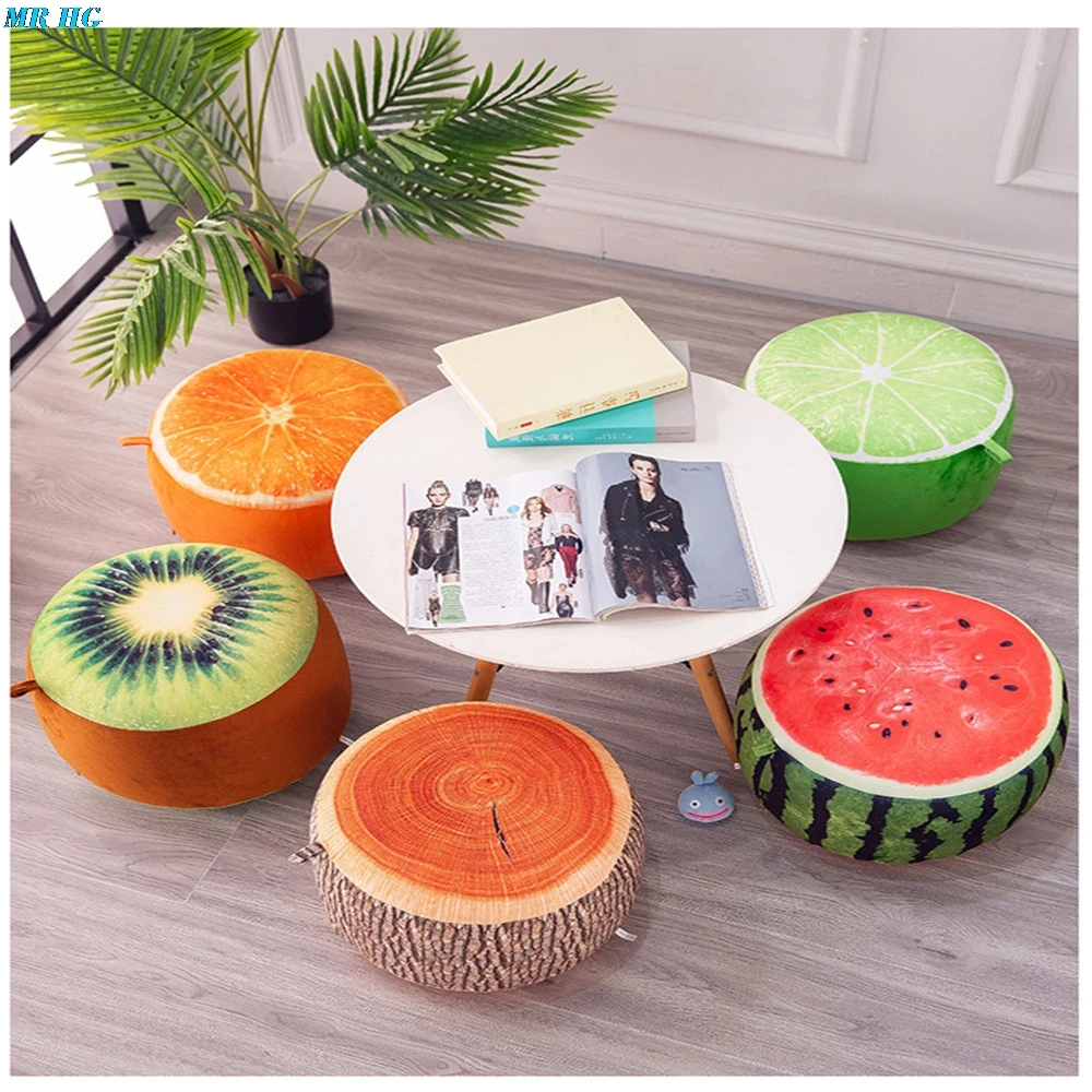 3D fruit inflatable Pouf Chair Cartoon  Plush Portable inflatable Stool Thickening Cotton Lovely  Stools