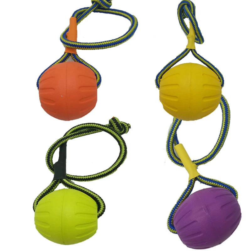 Training Pet Toy Dog Ball Bite Resistant EVA Foam Rubber Water Buoy Air Throwing Wearing Rope Elastic Ball