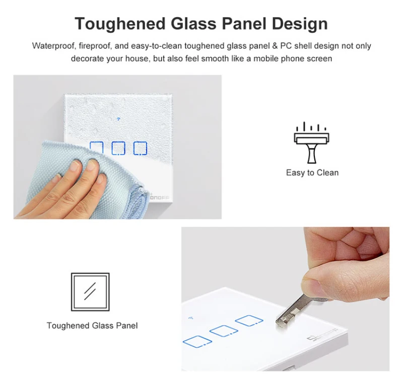 SONOFF-interruptor inteligente T1/T2/T3/T0, dispositivo de pared con WiFi, módulos de automatización del hogar, UE/REINO UNIDO/EE. UU., funciona con eWelink, Google Home y Alexa