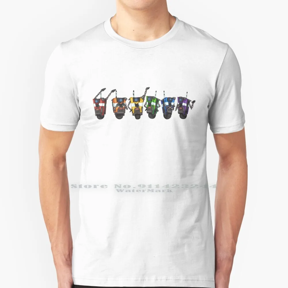 Claptrap Rainbow-Horizontal 100% Cotton T Shirt 2 3 Bl2 Bl3 Claptrap Fanart Art Pride Clap Trap Robots Rainbows Cl4p Tp Video