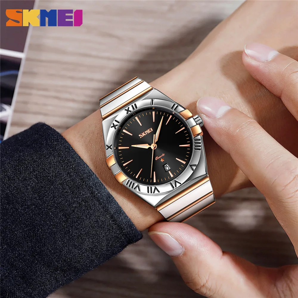 SKMEI Top Brand Luxury Stainless Steel Quartz Men Watches Waterproof Date Time Wristwatches Fashon Male Clock reloj hombre 9257