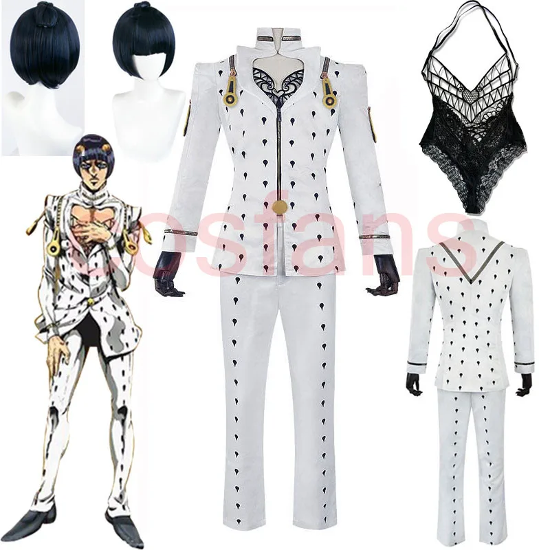 Anime Bruno Bizarre Adventure Golden Wind Bruno Buccellati Cosplay Costume Men Bucciarati Suit Halloween Costumes Lace Top Wig