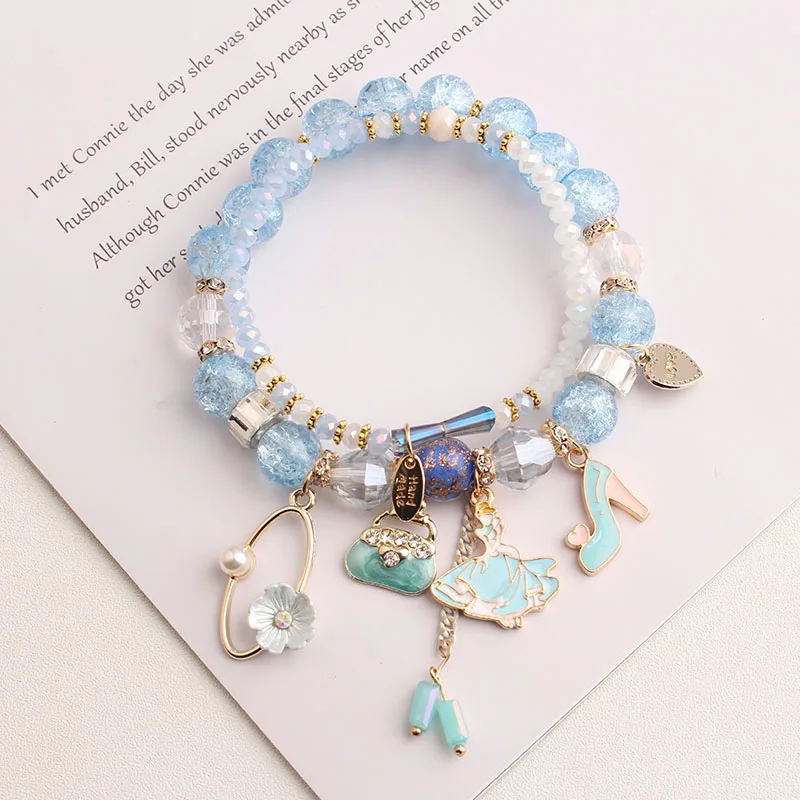 Rose sisi Korean style fashion fresh crystal bracelet for women elastic bead bracelet girl pendant girl jewelry for women gift