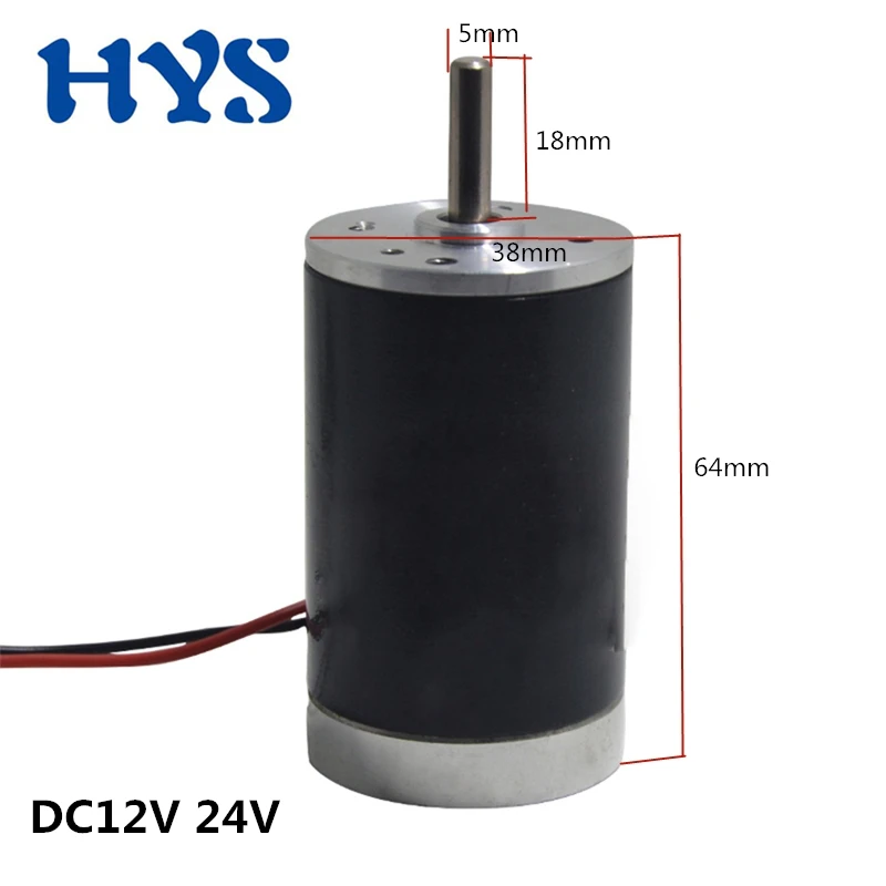 10W High Speed DC Motor 12V 24V 2000/3000/4000/5000/6000rpm PWM Reversed Double Ball Low Noise Micro Motors 12 V DIY Tool 38SRZ