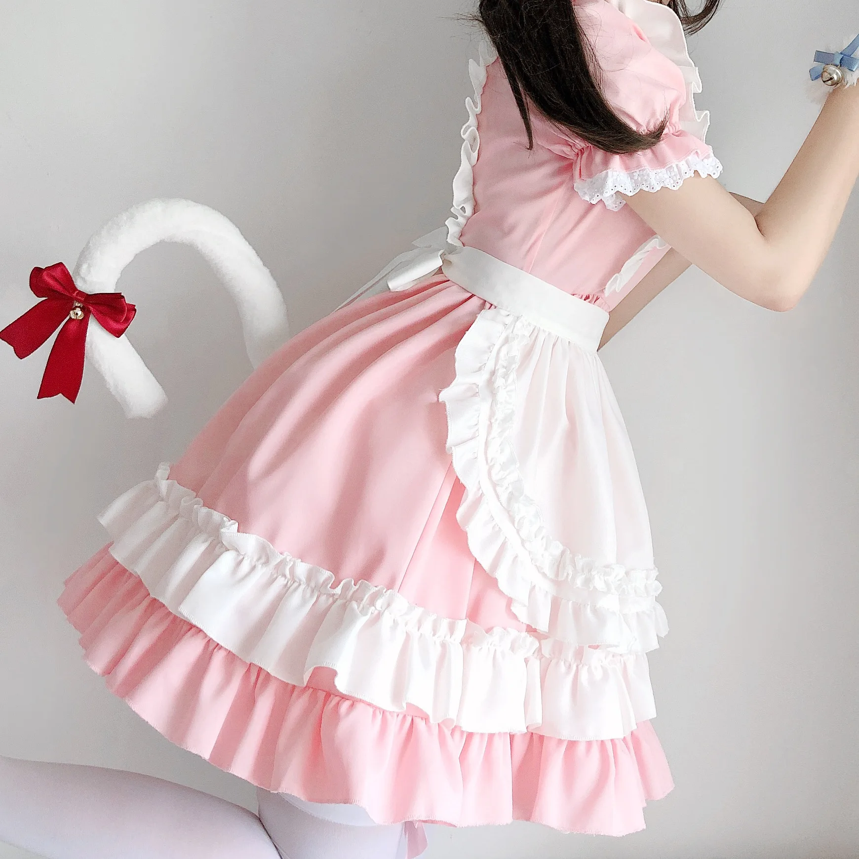 Pink Cat Maid Costume Lolita Soft Girl Dress Lolita Maid Uniform Cosplay Anime Role Play gothic lolita  kawaii clothing